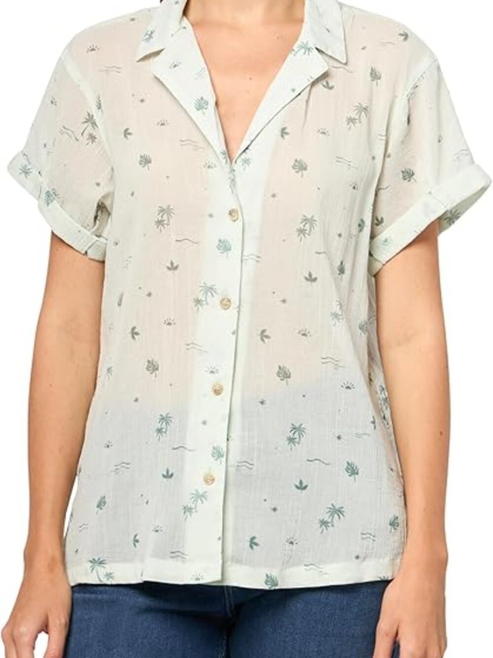 Eddie Bauer Women's SS Packable Camp Shirt Size M